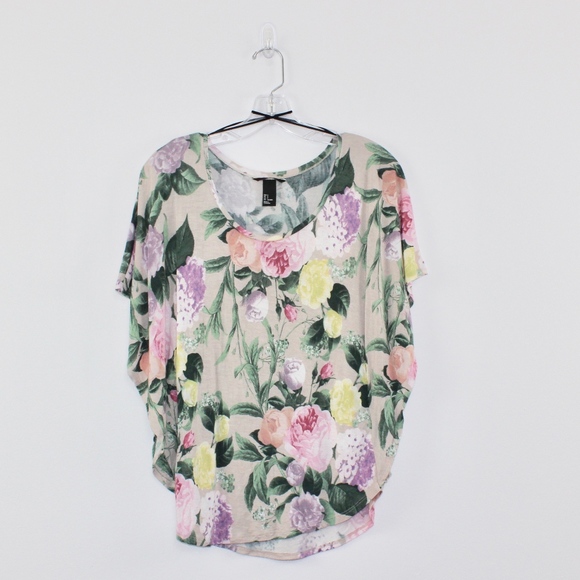 H & M Women's Butterfly Sleeve Floral Top Small S